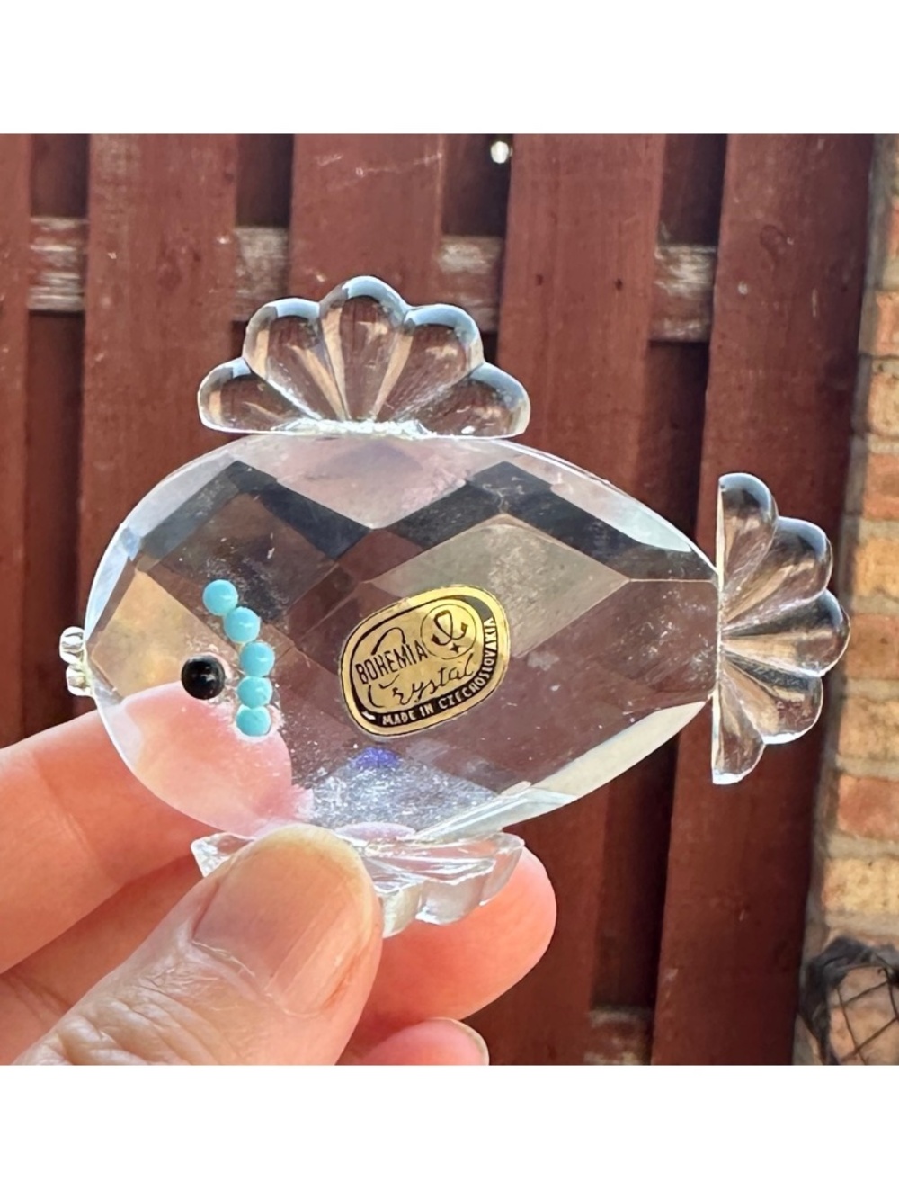 Bohemia Crystal Vintage Fish Figurine Hand Blown Clear Murano Style 2.75”